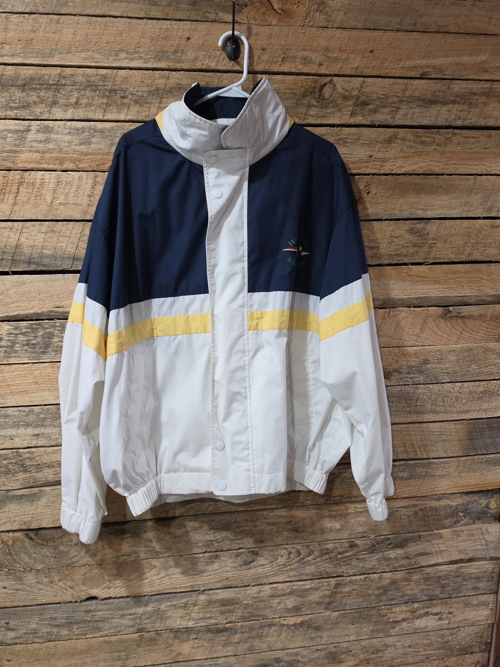Men's Colorblock Windbreaker Jacket - Navy, White & Yellow